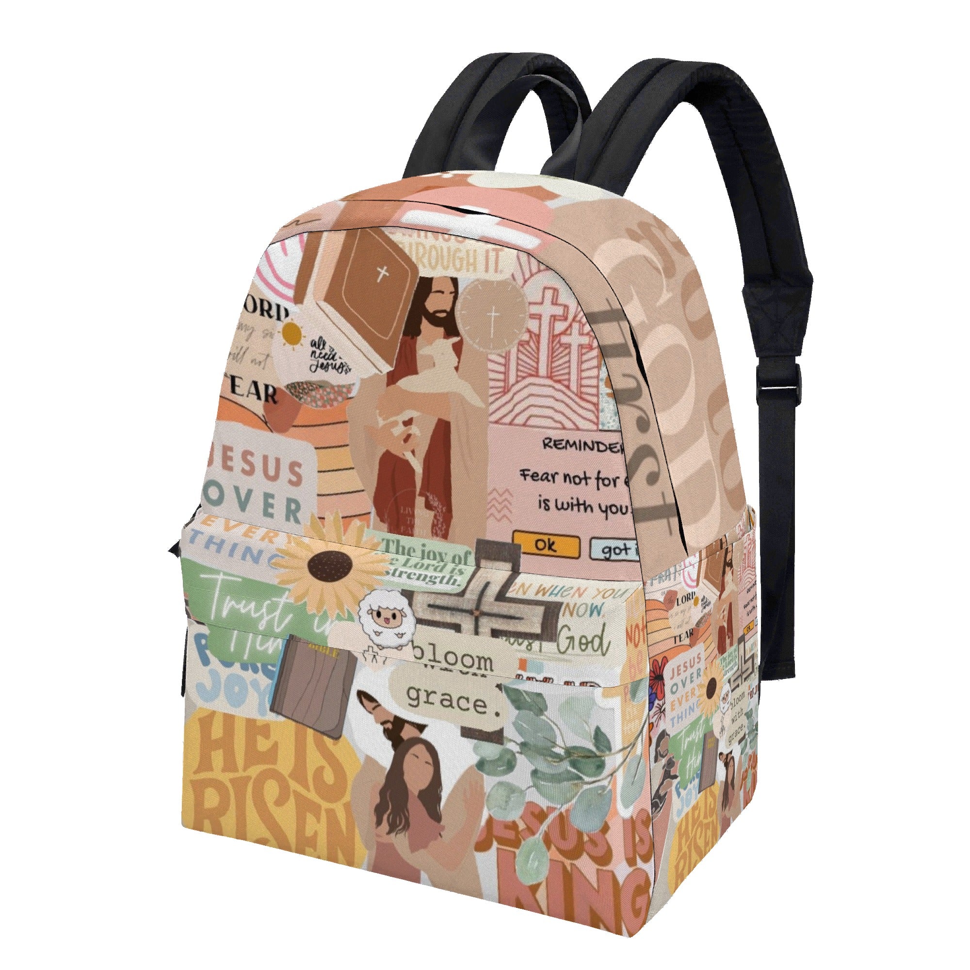 Christian Jesus Backpack, Inspirational Bible Verse Faith Book Bag, Religious Scripture School Bag, Jesus Is King Gift for Girls & Teens.PLAF57